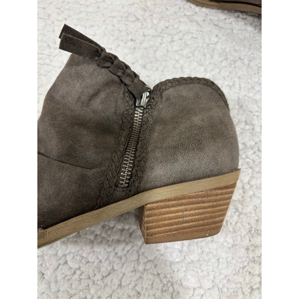 Report Womens 10 Gray Taupe Side Zip Ankle Booties Boho Casual Shoes