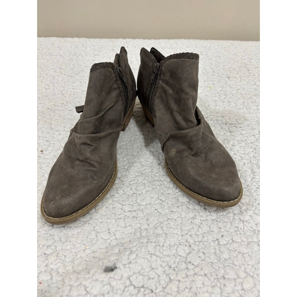 Report Womens 10 Gray Taupe Side Zip Ankle Booties Boho Casual Shoes