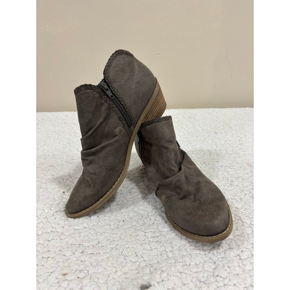 Report Womens 10 Gray Taupe Side Zip Ankle Booties Boho Casual Shoes