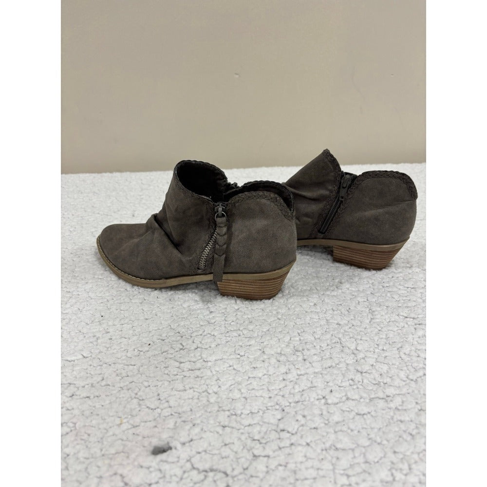Report Womens 10 Gray Taupe Side Zip Ankle Booties Boho Casual Shoes