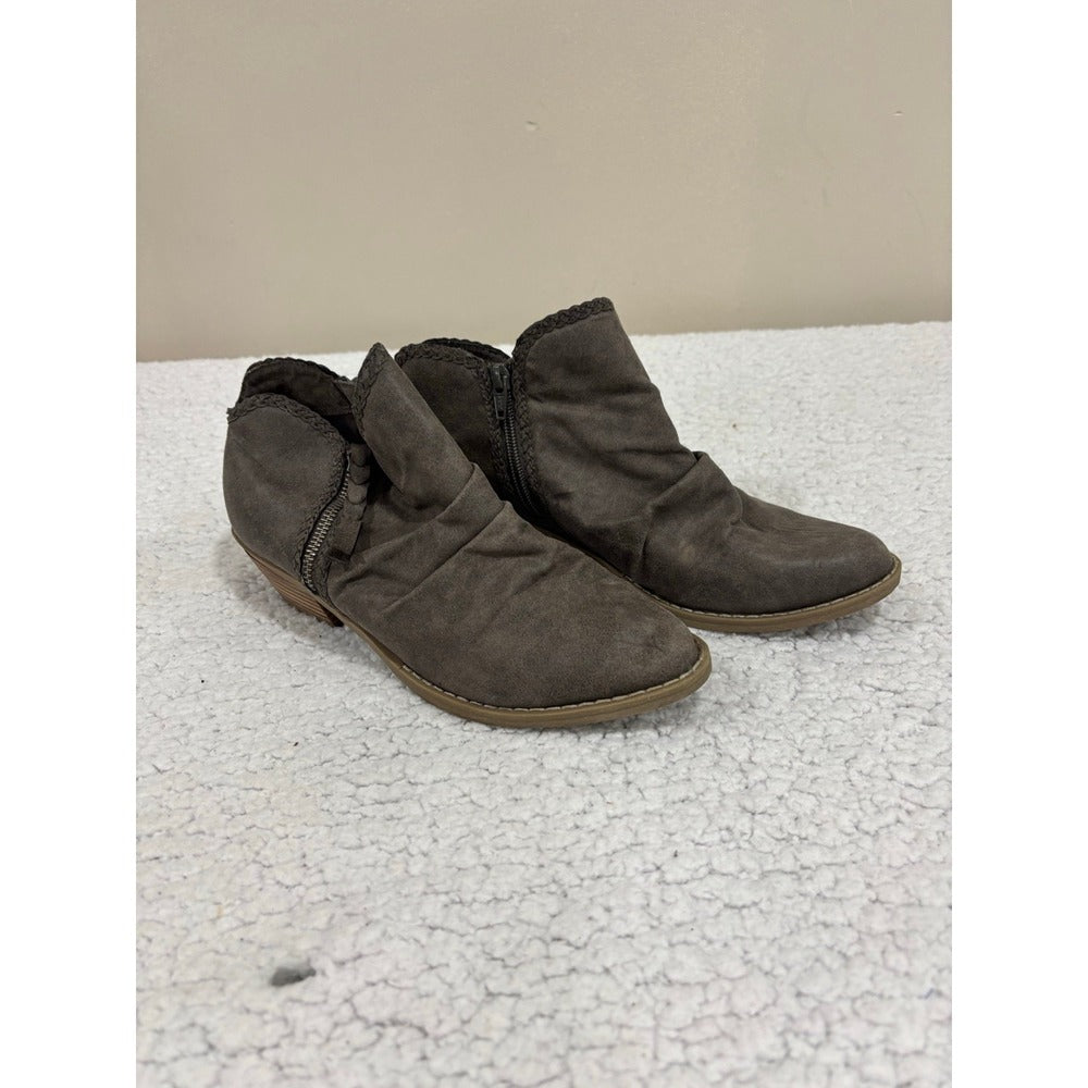 Report Womens 10 Gray Taupe Side Zip Ankle Booties Boho Casual Shoes