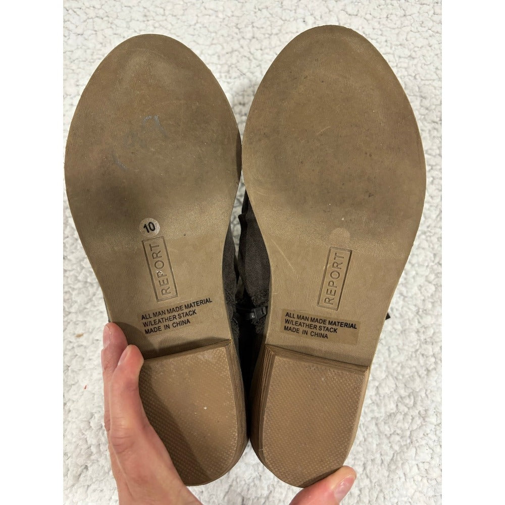 Report Womens 10 Gray Taupe Side Zip Ankle Booties Boho Casual Shoes
