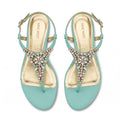 Nine West 10.5 M Mint Jeweled T-Strap Sandals Womens Boho Festival Casual