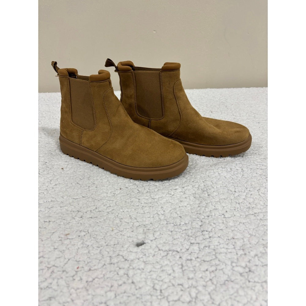 Bacia Womens 9.5 Chestnut Platform Chelsea Boots Faux Suede Cozy Boho Casual