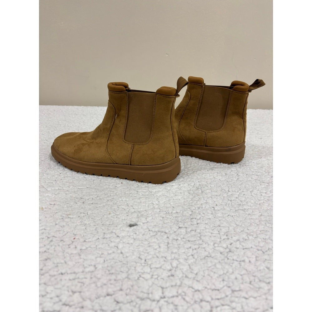Bacia Womens 9.5 Chestnut Platform Chelsea Boots Faux Suede Cozy Boho Casual