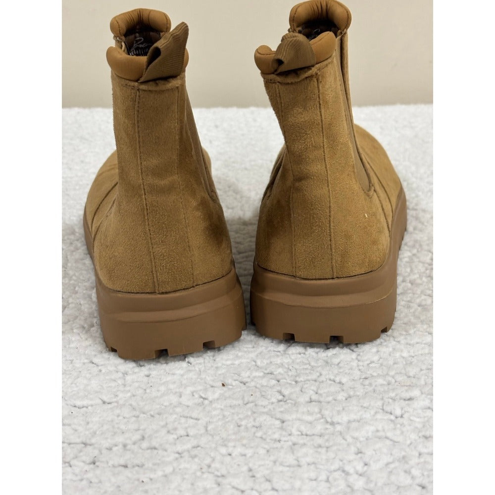 Bacia Womens 9.5 Chestnut Platform Chelsea Boots Faux Suede Cozy Boho Casual