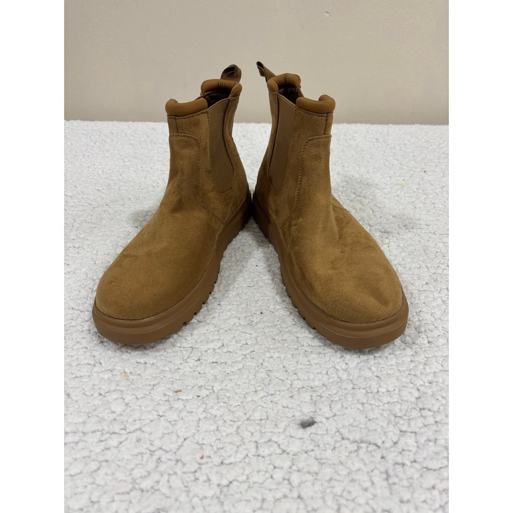 Bacia Womens 9.5 Chestnut Platform Chelsea Boots Faux Suede Cozy Boho Casual