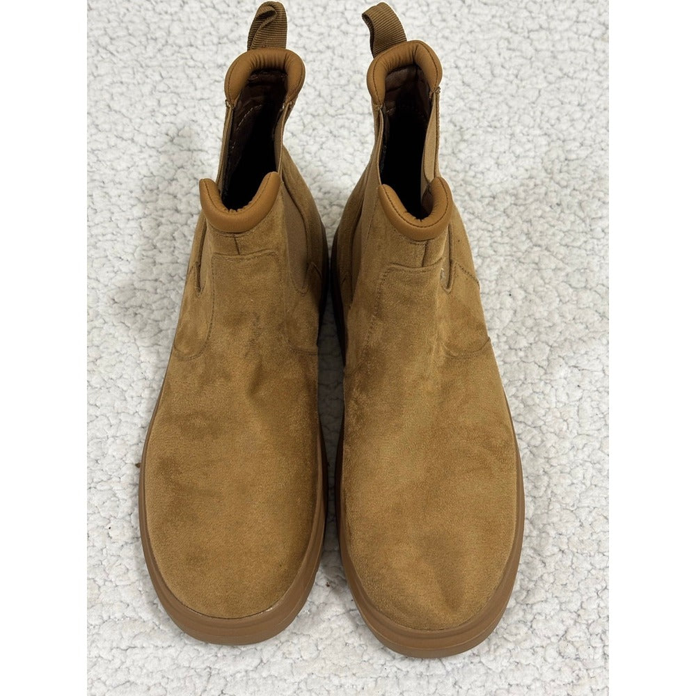 Bacia Womens 9.5 Chestnut Platform Chelsea Boots Faux Suede Cozy Boho Casual