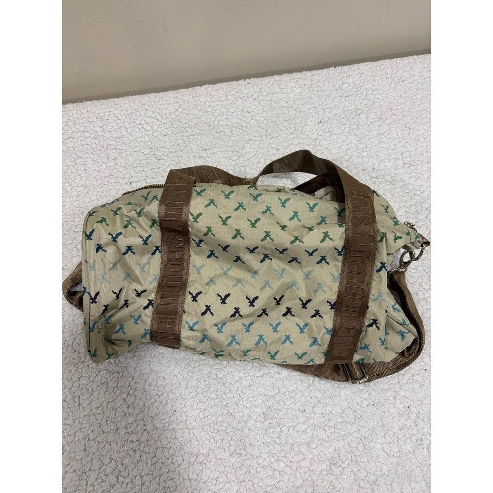 American Eagle Outfitters OS Tan Duffel Bag Eagle Print Ripstop Casual Travel