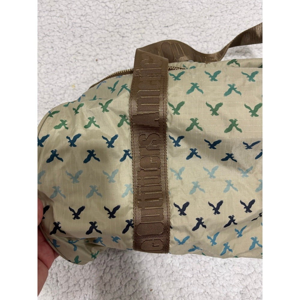 American Eagle Outfitters OS Tan Duffel Bag Eagle Print Ripstop Casual Travel