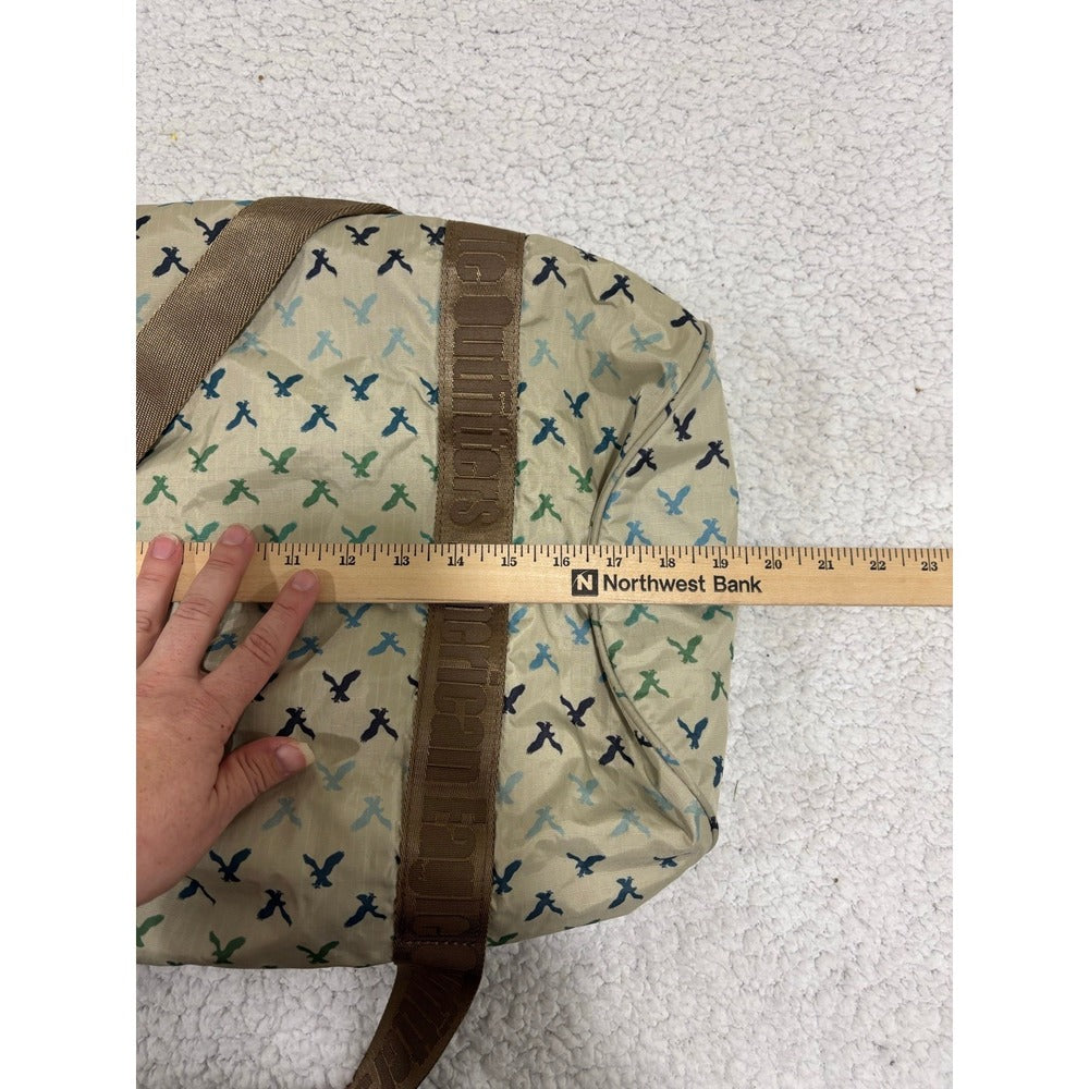American Eagle Outfitters OS Tan Duffel Bag Eagle Print Ripstop Casual Travel