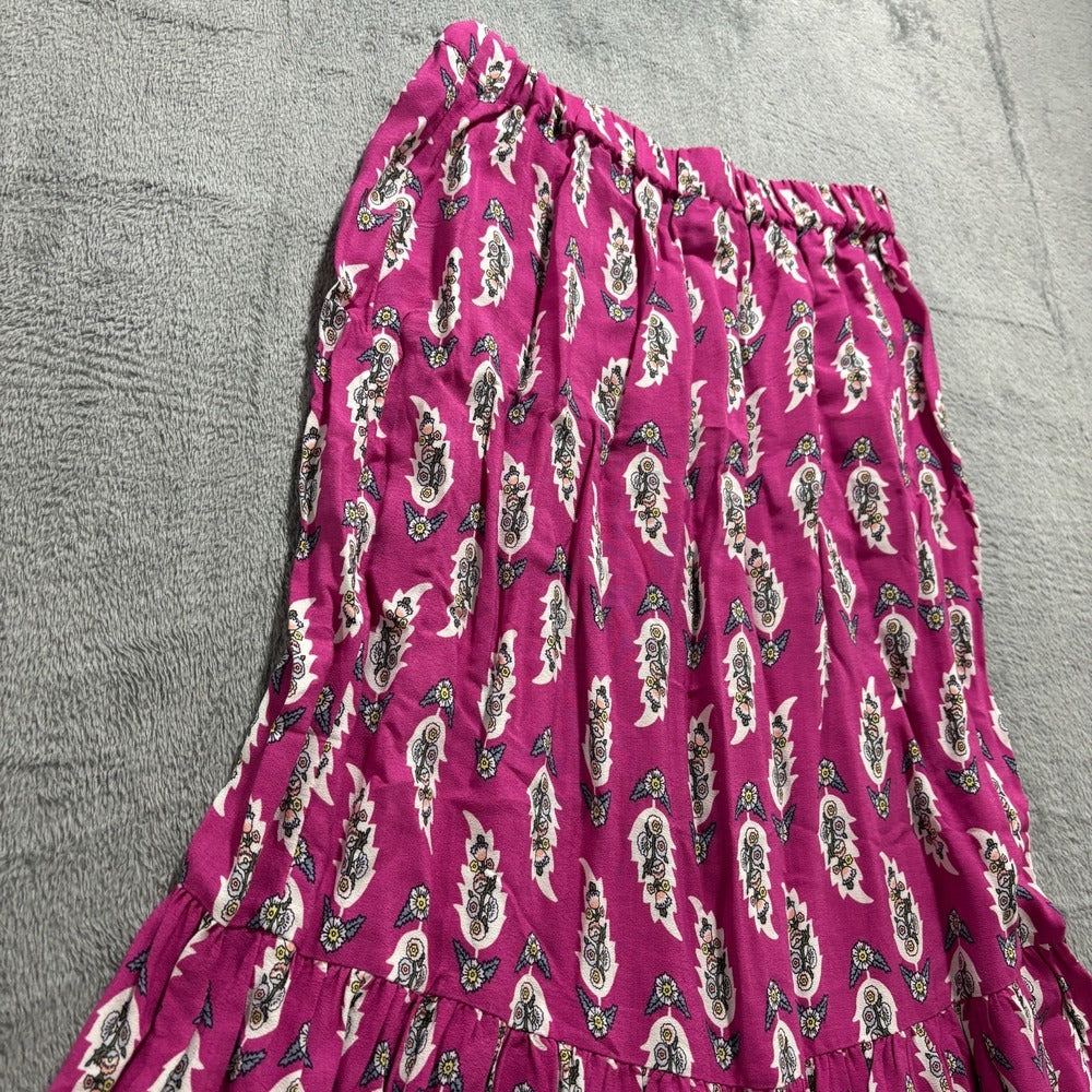 LOFT Outlet Womens S Magenta Paisley Boho Maxi Skirt Vintage Casual