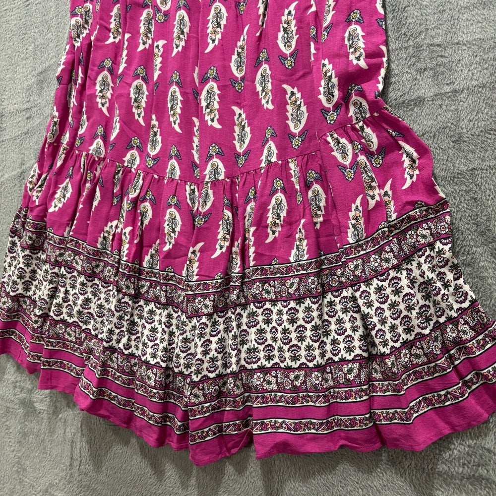 LOFT Outlet Womens S Magenta Paisley Boho Maxi Skirt Vintage Casual