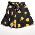LOFT Outlet Womens S Black Yellow Rose Print Tie-Belt Skirt Boho Casual
