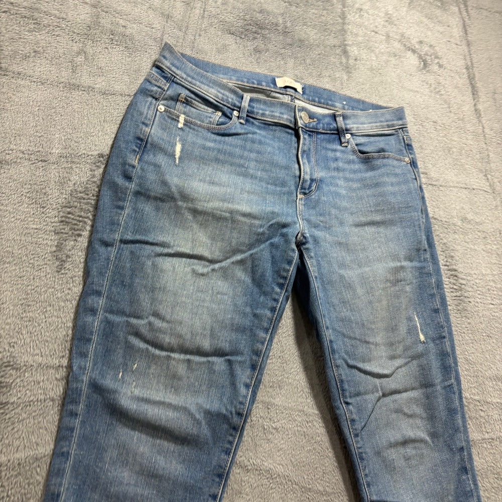 LOFT 6 Womens Blue Modern Denim Crop Jeans Casual Distressed Skinny