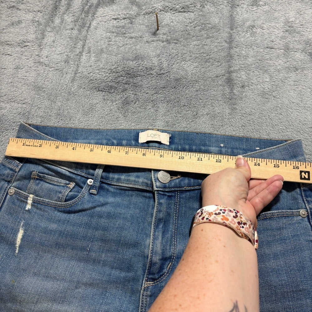 LOFT 6 Womens Blue Modern Denim Crop Jeans Casual Distressed Skinny