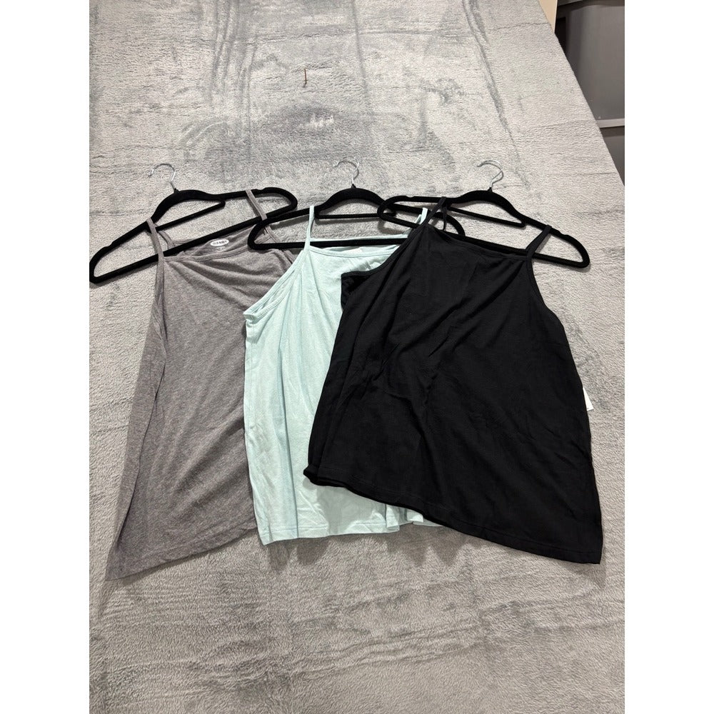 Old Navy M Womens Multi Everywear High Neck Cami 3-Pack Casual Athleisure