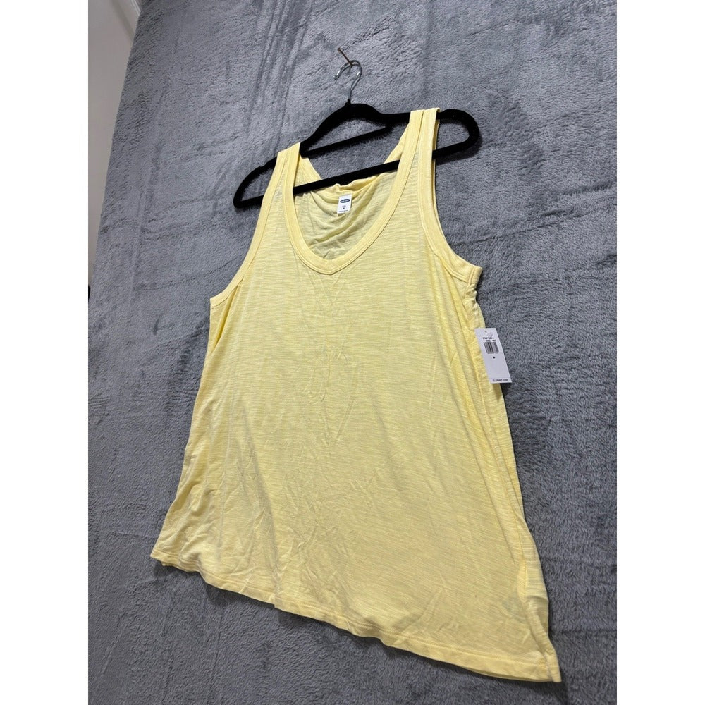 Old Navy M Womens Luxe Tank Top 3-Pack Black Yellow Teal Stripe Casual Coastal