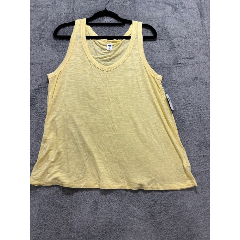 Old Navy M Womens Luxe Tank Top 3-Pack Black Yellow Teal Stripe Casual Coastal