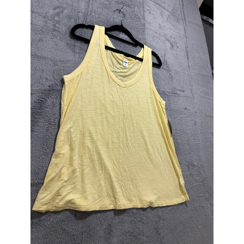 Old Navy M Womens Luxe Tank Top 3-Pack Black Yellow Teal Stripe Casual Coastal
