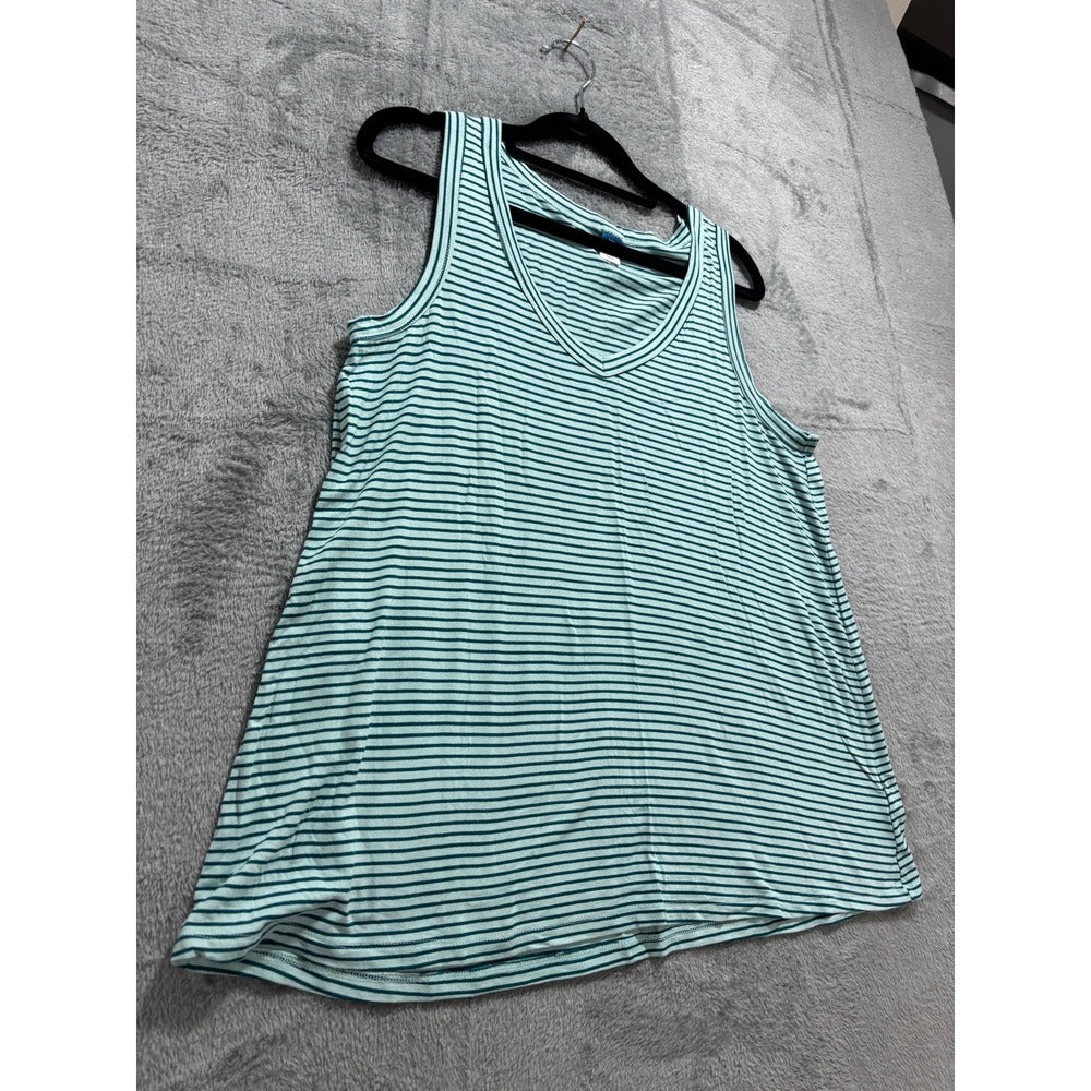 Old Navy M Womens Luxe Tank Top 3-Pack Black Yellow Teal Stripe Casual Coastal