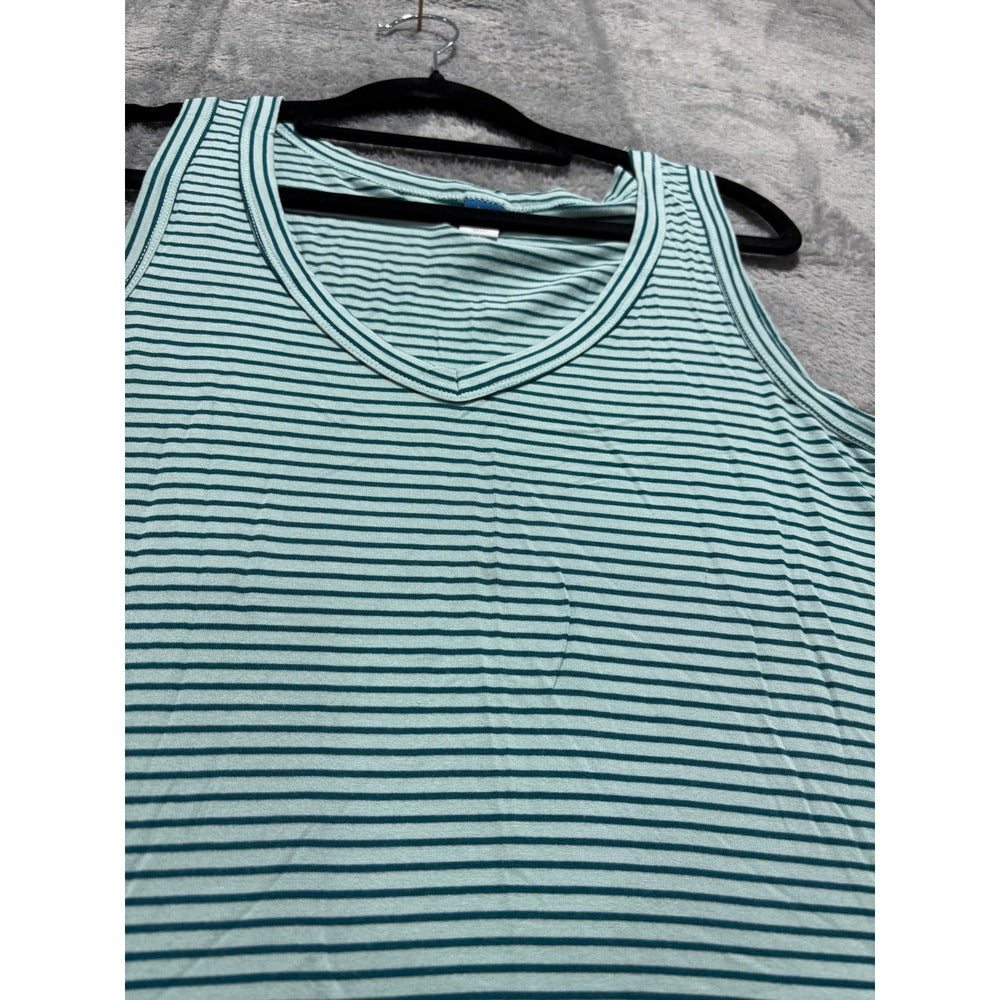 Old Navy M Womens Luxe Tank Top 3-Pack Black Yellow Teal Stripe Casual Coastal