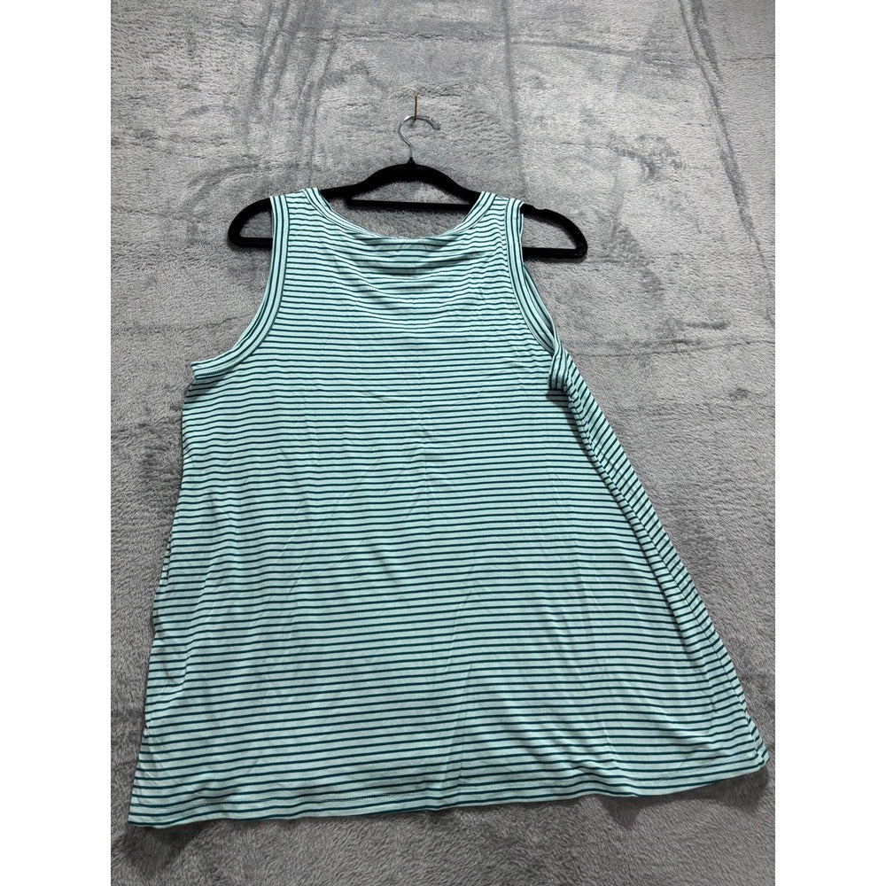 Old Navy M Womens Luxe Tank Top 3-Pack Black Yellow Teal Stripe Casual Coastal