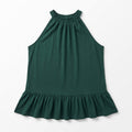 LOFT S Dark Green Halter Ruffle Hem Swing Tank Top Womens Boho Casual