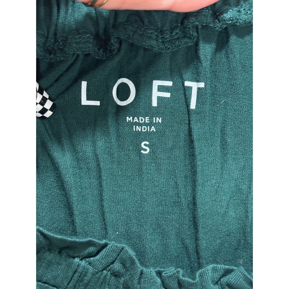LOFT S Dark Green Halter Ruffle Hem Swing Tank Top Womens Boho Casual