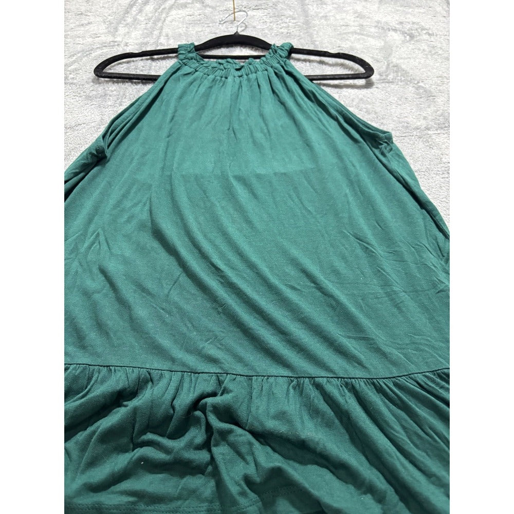 LOFT S Dark Green Halter Ruffle Hem Swing Tank Top Womens Boho Casual