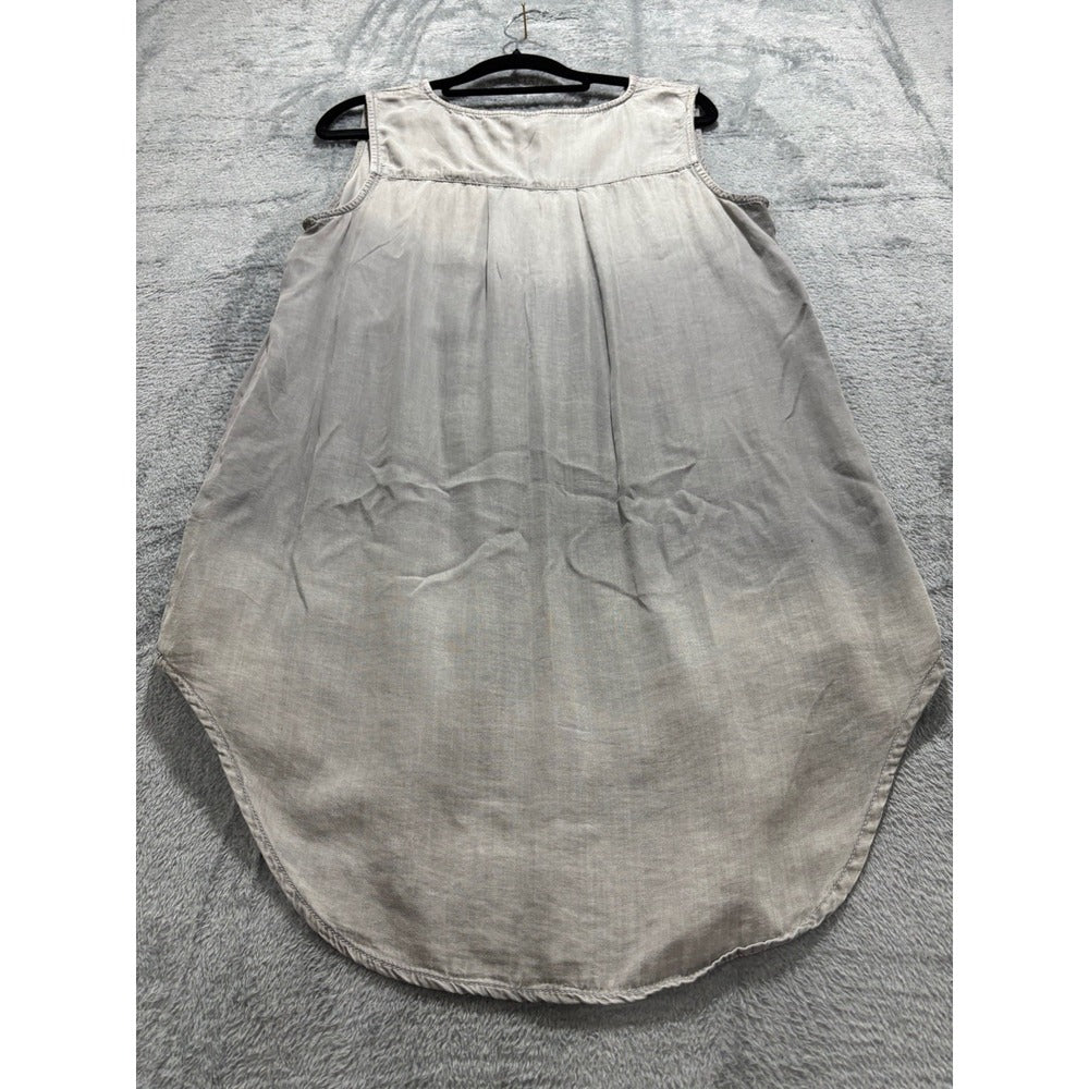 Terre Bleue S Gray Womens Sleeveless Henley Tunic High-Low Hem Boho Casual