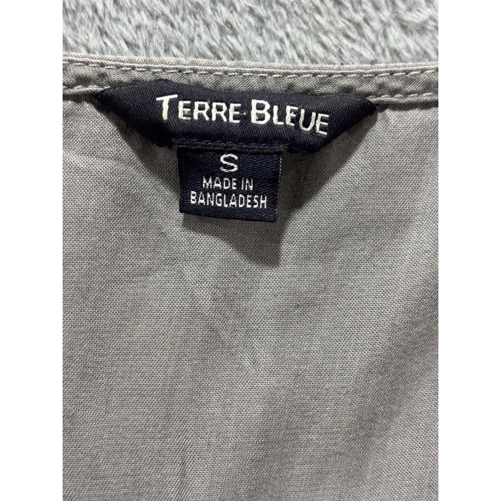 Terre Bleue S Gray Womens Sleeveless Henley Tunic High-Low Hem Boho Casual