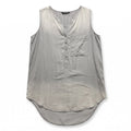 Terre Bleue S Gray Womens Sleeveless Henley Tunic High-Low Hem Boho Casual