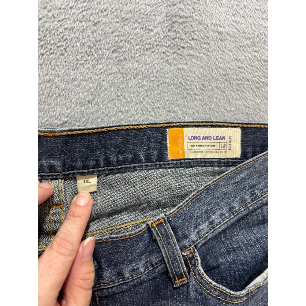 Gap Womens 12L Blue Long and Lean Flare Jeans Denim Stretch Vintage Boho Casual