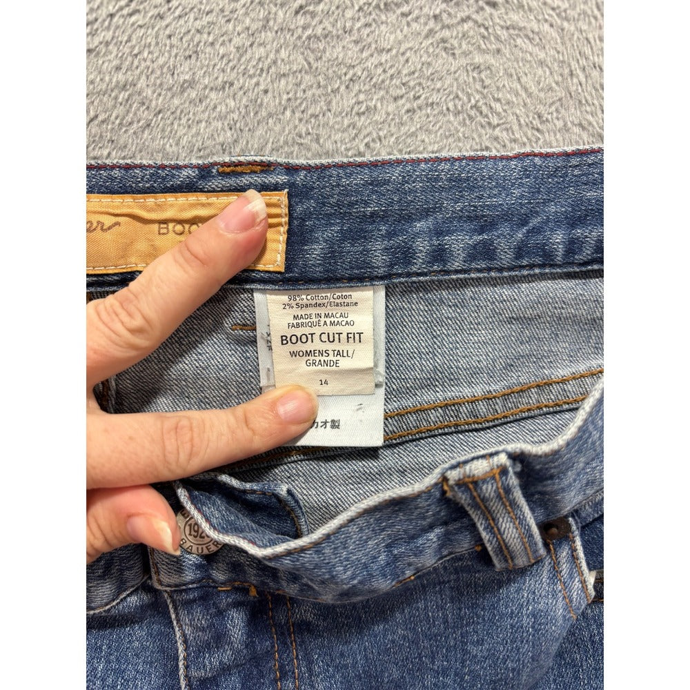 Eddie Bauer Womens 14 Tall Blue Bootcut Jeans Dark Wash Denim Casual Vintage