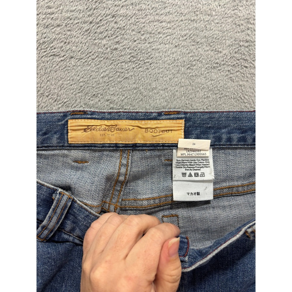 Eddie Bauer Womens 14 Tall Blue Bootcut Jeans Dark Wash Denim Casual Vintage