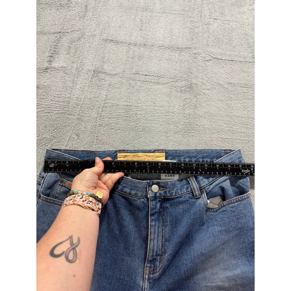 Eddie Bauer Womens 14 Tall Blue Bootcut Jeans Dark Wash Denim Casual Vintage