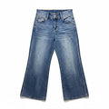 Roswear Womens L Blue Wide Leg Jeans High Rise Denim Boho Casual Vintage