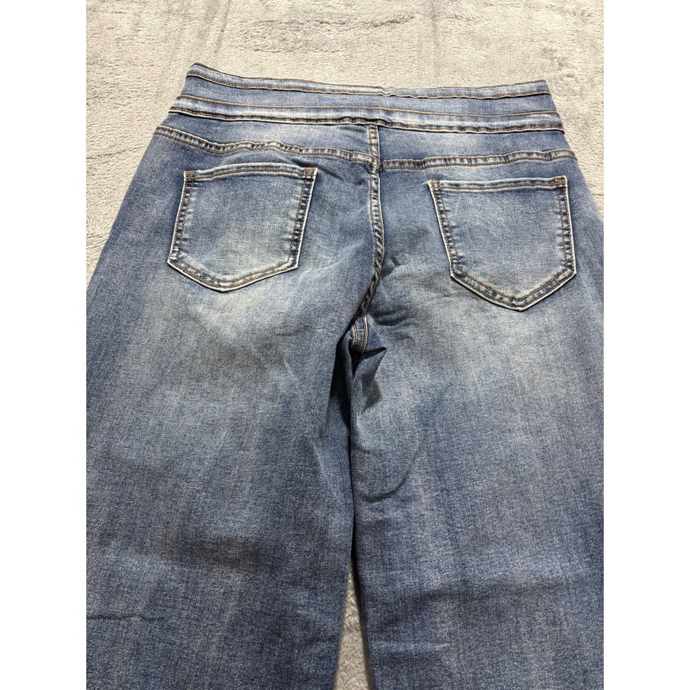 Roswear Womens L Blue Wide Leg Jeans High Rise Denim Boho Casual Vintage