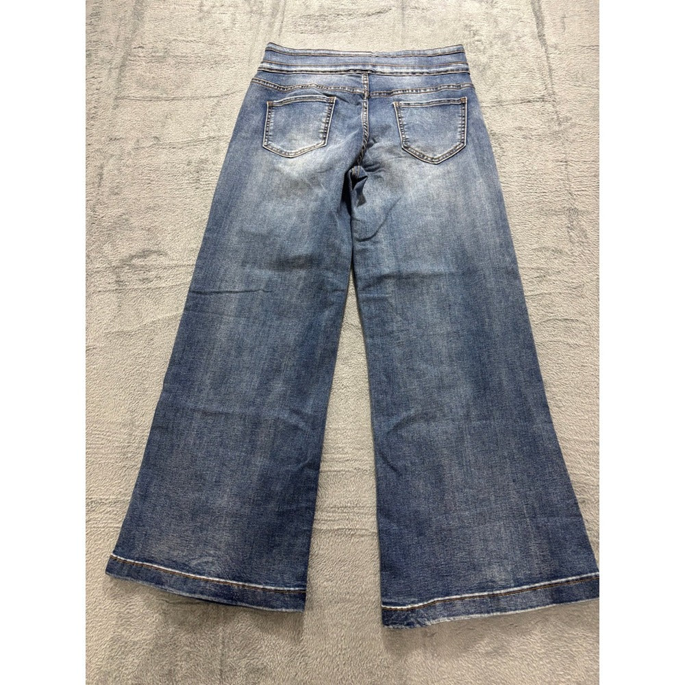 Roswear Womens L Blue Wide Leg Jeans High Rise Denim Boho Casual Vintage