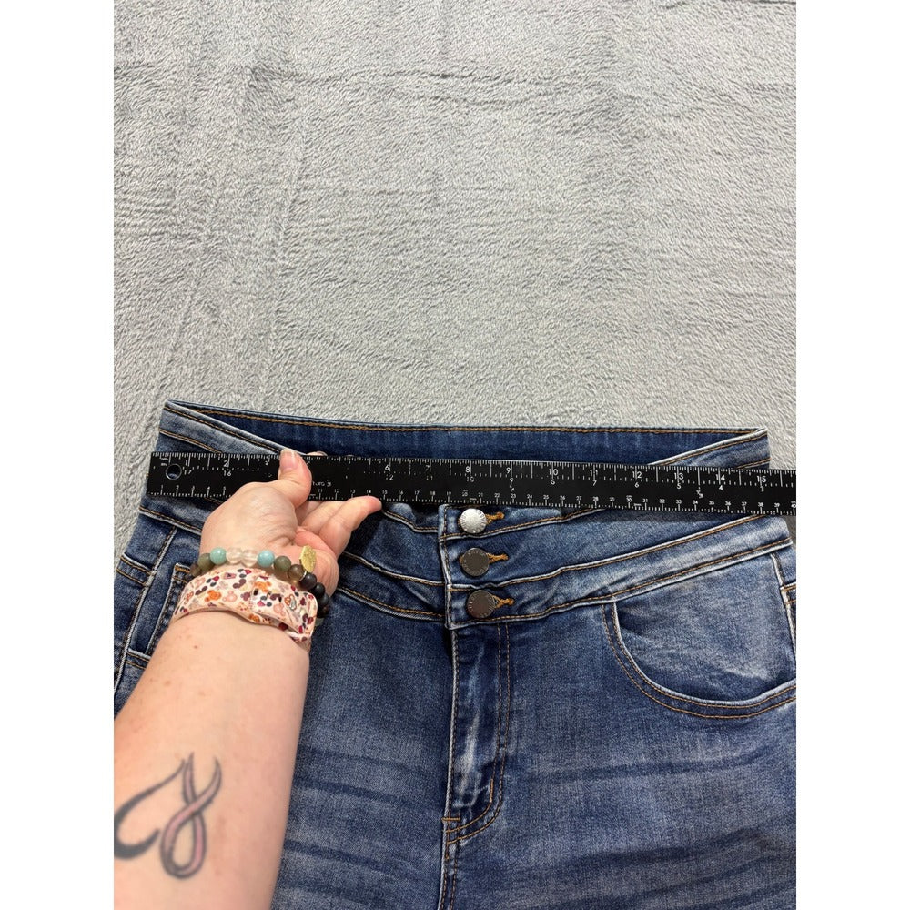 Roswear Womens L Blue Wide Leg Jeans High Rise Denim Boho Casual Vintage