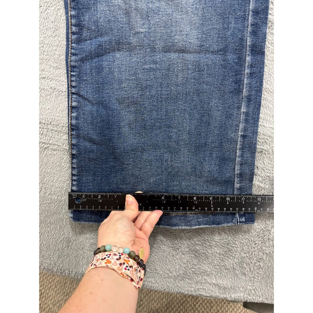 Roswear Womens L Blue Wide Leg Jeans High Rise Denim Boho Casual Vintage