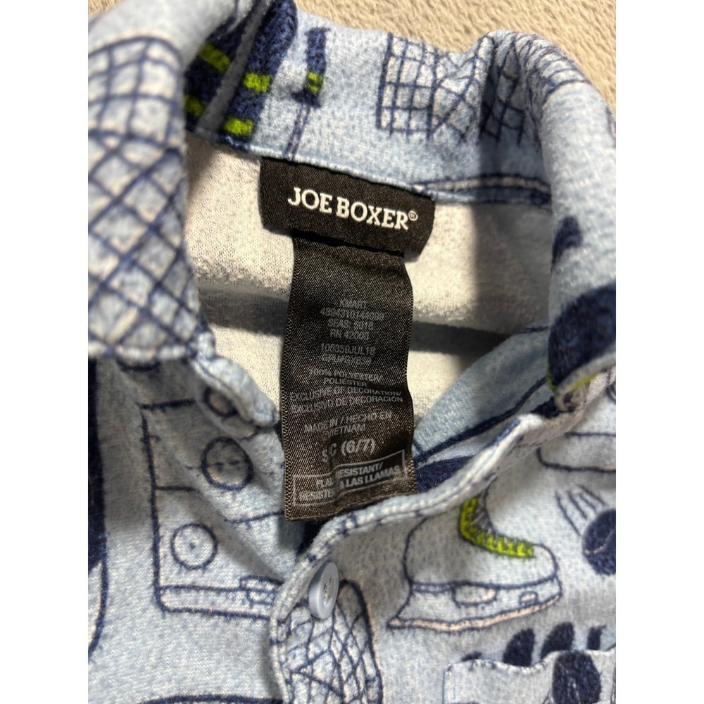 Joe Boxer Boys S 6/7 Blue Fleece Pajama Set 2-Pack Winter Sports Casual Cozy PJ