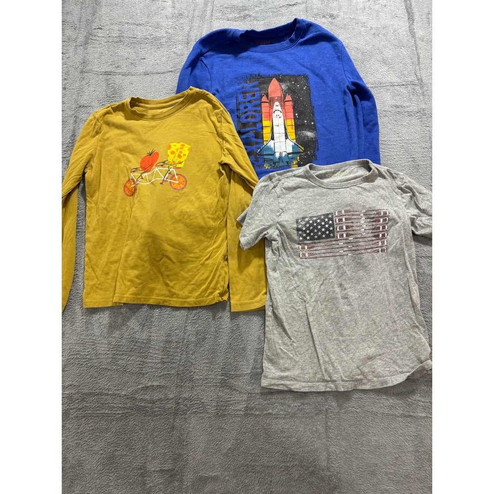 Cat & Jack Crewcuts M 8-10 Blue Yellow Grey Shirt Sweatshirt Lot Casual Vintage