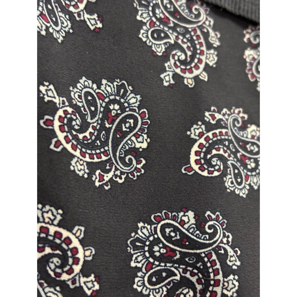 LOFT Womens S Charcoal Gray Paisley Chiffon Mixed Media Sweater Boho Casual