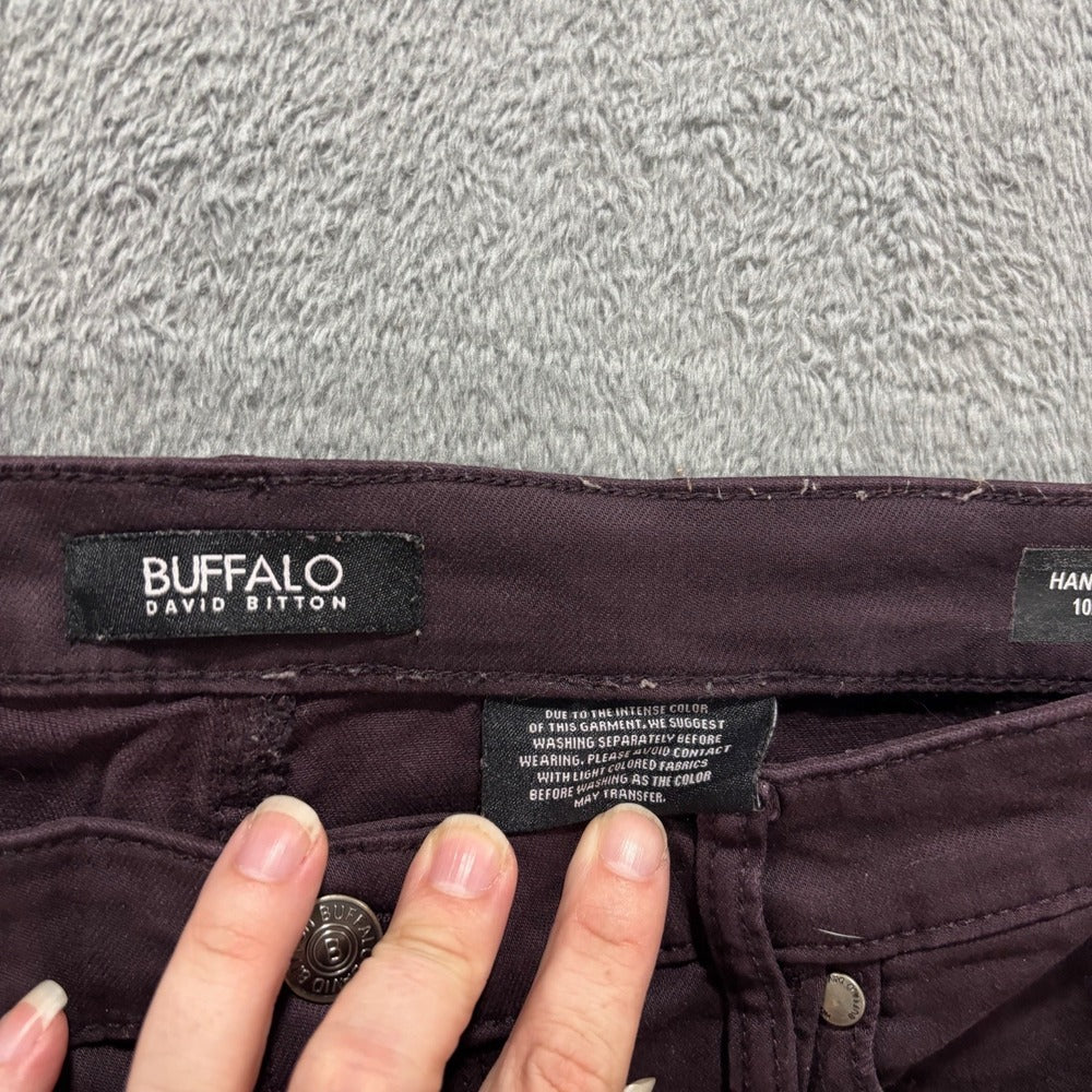 Buffalo David Bitton Hanna 10/30 Womens Dark Plum Skinny Jeans Boho Maroon