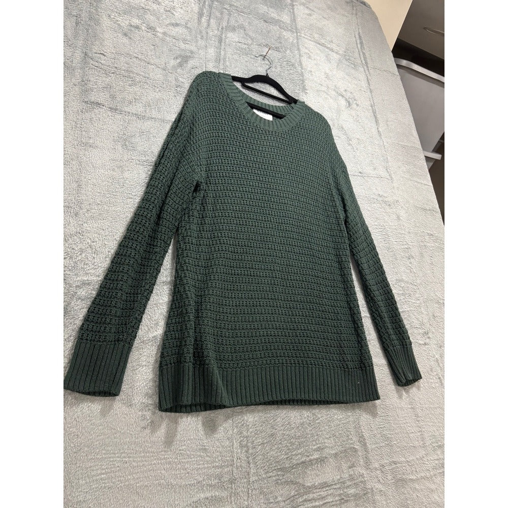 Old Navy Womens M Dark Green Ribbed Tunic Sweater Cozy Casual