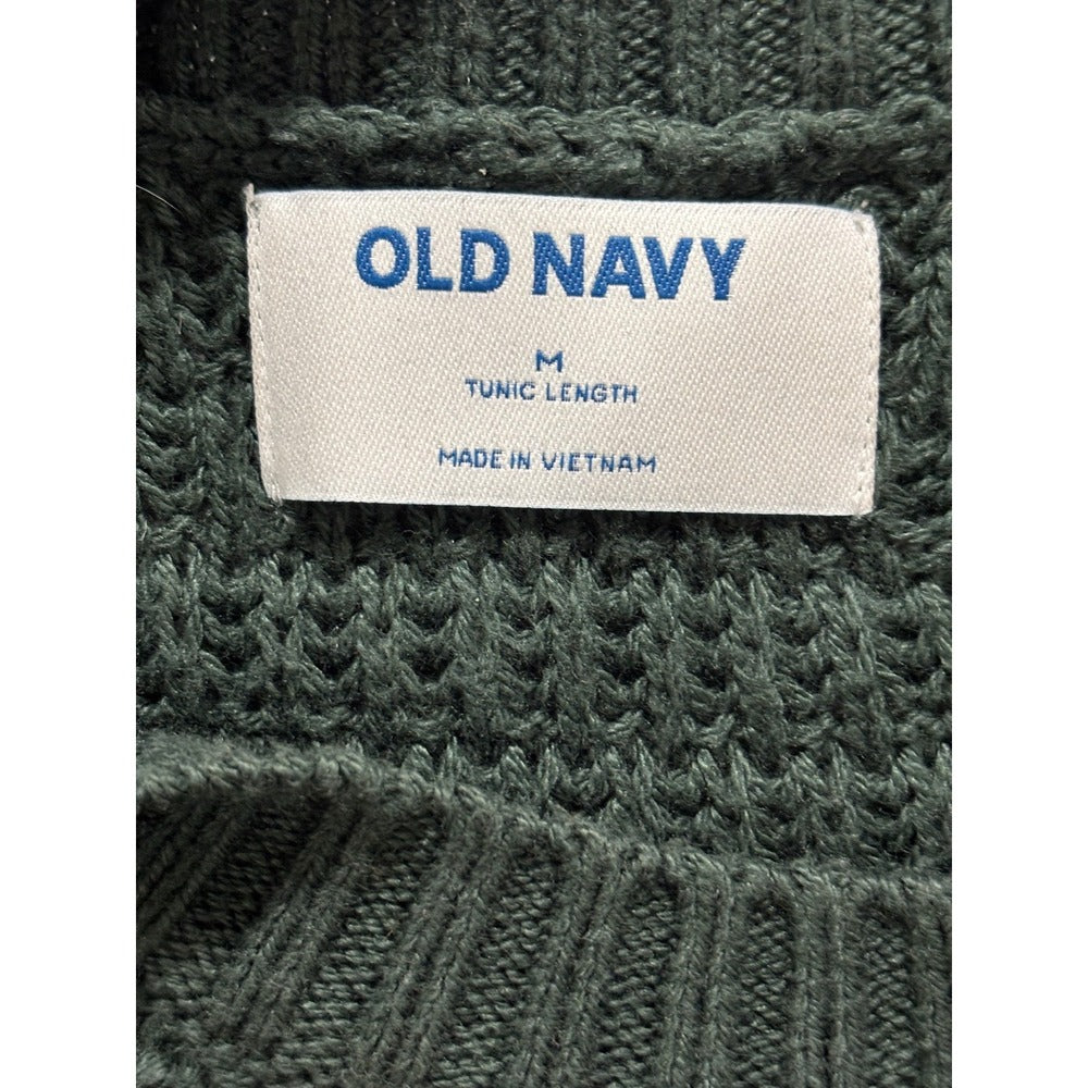 Old Navy Womens M Dark Green Ribbed Tunic Sweater Cozy Casual