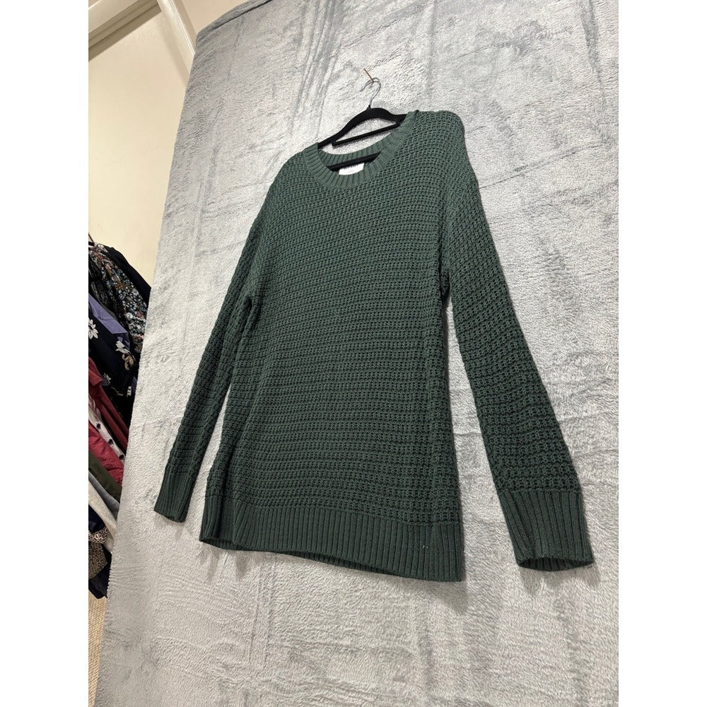 Old Navy Womens M Dark Green Ribbed Tunic Sweater Cozy Casual
