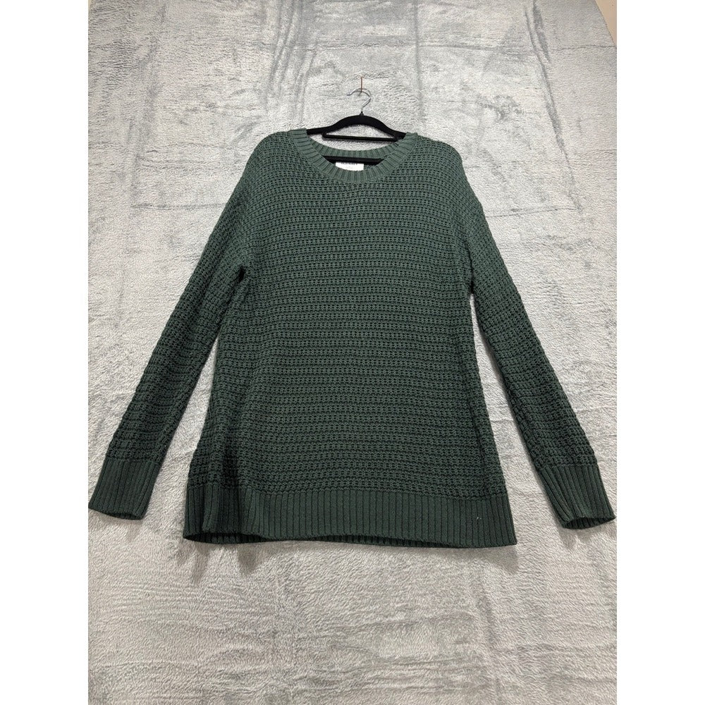 Old Navy Womens M Dark Green Ribbed Tunic Sweater Cozy Casual